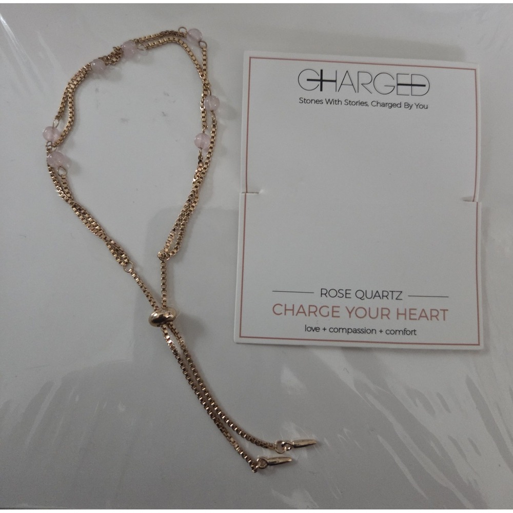 CHARGED‎ Stones with Stories Rose Quartz 18K Gold Plated Bracelet